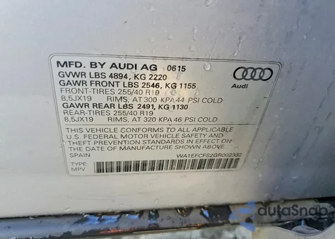 2016 Audi Q3 Premium Plus S-Line z USA, uszkodzony, nr VIN WA1EFCFS2GR002332